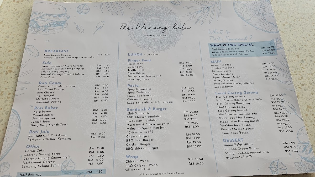 The Warung Kita Menu - Image 1